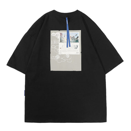 Camiseta Hombre Estampado Retro Cuello Redondo Manga Corta Bolsillo - Image 8