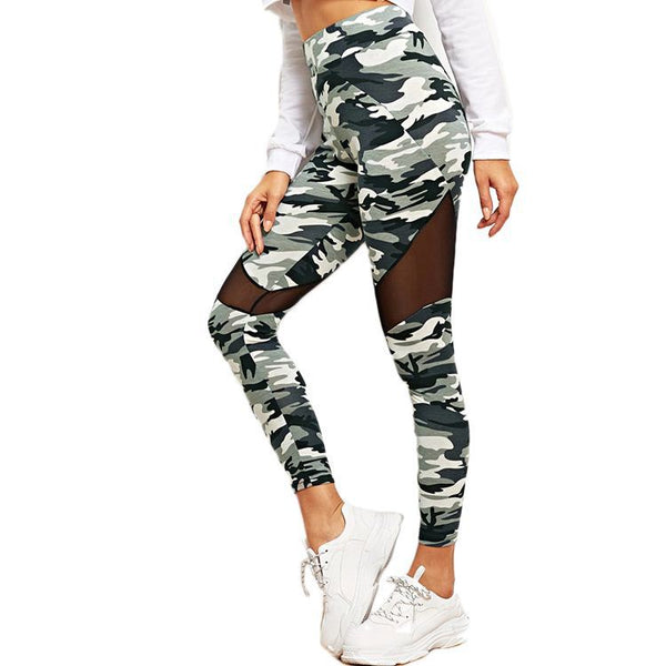 Leggings Deportivos Yoga con Estampado Camuflaje y Cintura Alta