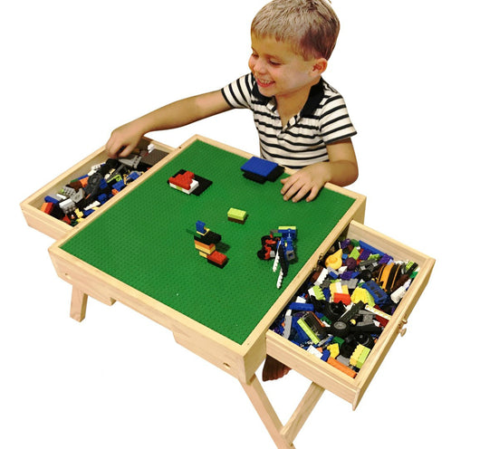 Mesa Plegable Infantil 2 en 1 con Pizarrón y Bloques de Construcción - Image 11