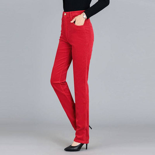 Pantalones Rectos de Pana Elásticos para Mujer - Image 10