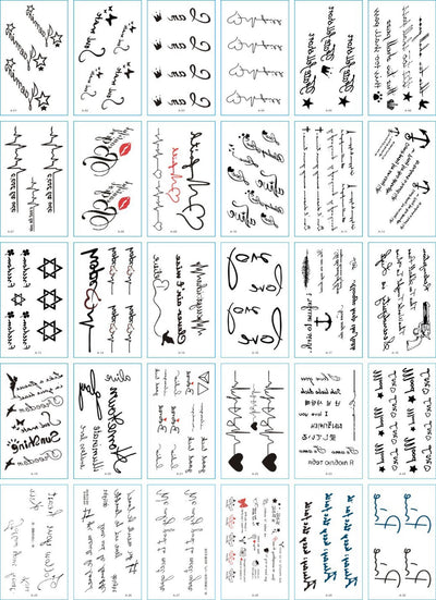 Set of 30 temporary tattoo stickers featuring pink and purple butterflies, flowers, bunnies, and moon designs. - Image 8