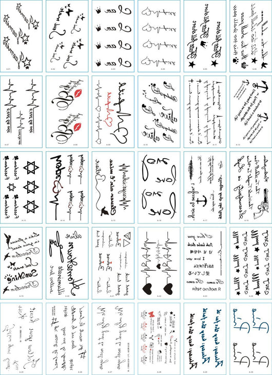 Set of 30 temporary tattoo stickers featuring pink and purple butterflies, flowers, bunnies, and moon designs. - Image 8