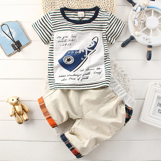 Conjunto de Verano para Niños: Camiseta a Rayas y Pantalones Cortos - Image 6