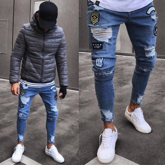 Pantalones Vaqueros Rotos con Parches