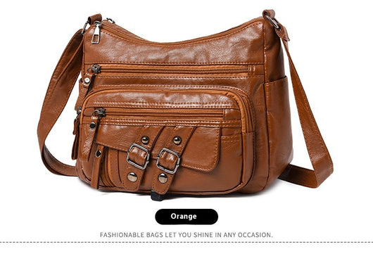 Bolso Mensajero de Cuero con Múltiples Compartimentos y Bolsillos - Image 23