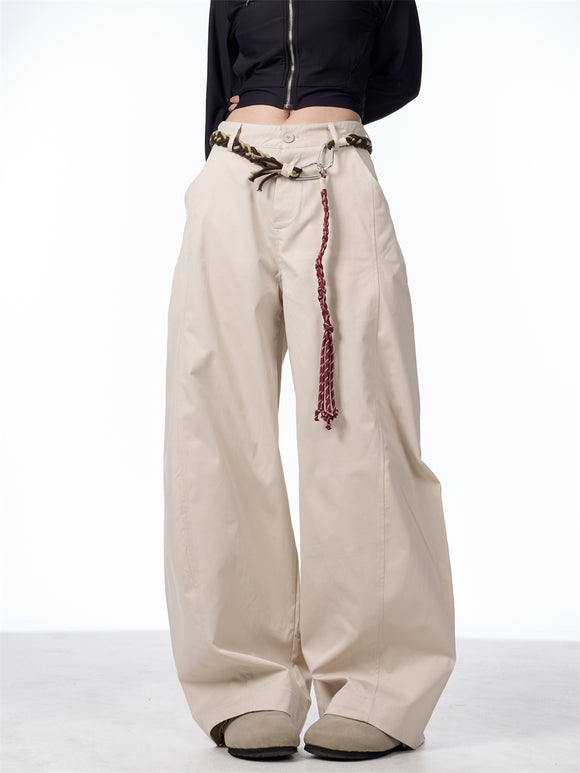 Pantalones Casuales Retro Matchet para Mujer con Cinturón