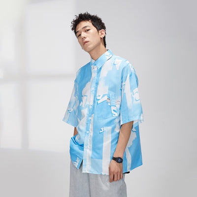Camisa Retro Suelta con Estampado Completo de Manga Corta - Image 11