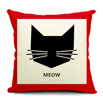 Funda de Almohada de Lino con Diseño de Gato Adorable - Image 4