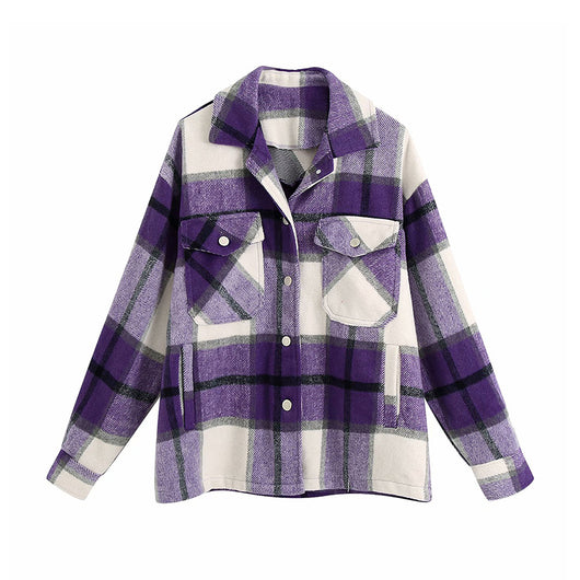 Chaqueta Camisa Cuadros para Mujer - Casual y Versátil - Image 15