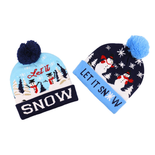 Gorro Navideño Tejido con Diseño de Reno y Muñeco de Nieve - Image 5