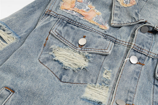 Chaqueta Denim con Costuras de Encaje y Detalles Rotos - Image 18