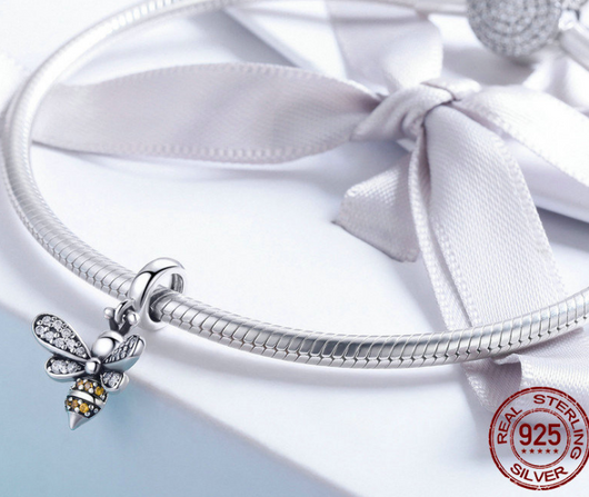 Pulsera de Plata 925 con Dije Abeja - Joyería DIY Personalizable - Image 3