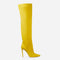 Botas Stiletto Sobre la Rodilla en Gamuza Amarillo y Azul - Tallas Grandes Mujer