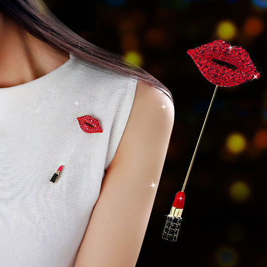 Broche Labial Diamante Rojo Brillante
