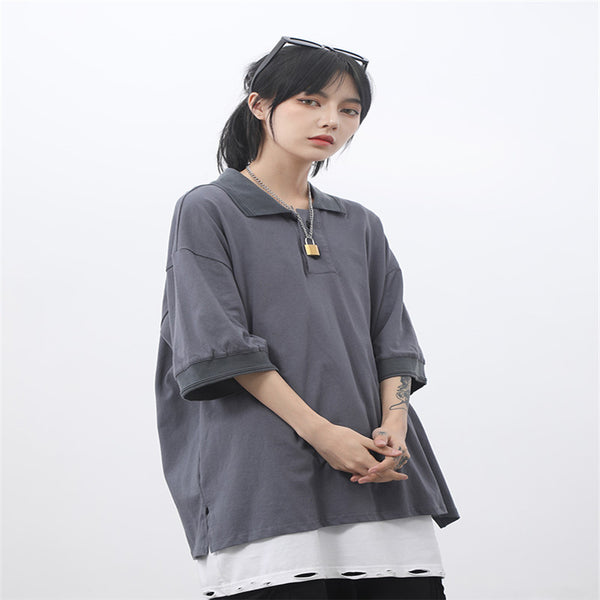 Camisa Manga Corta Básica Suelta - Estilo Moderno y Versátil