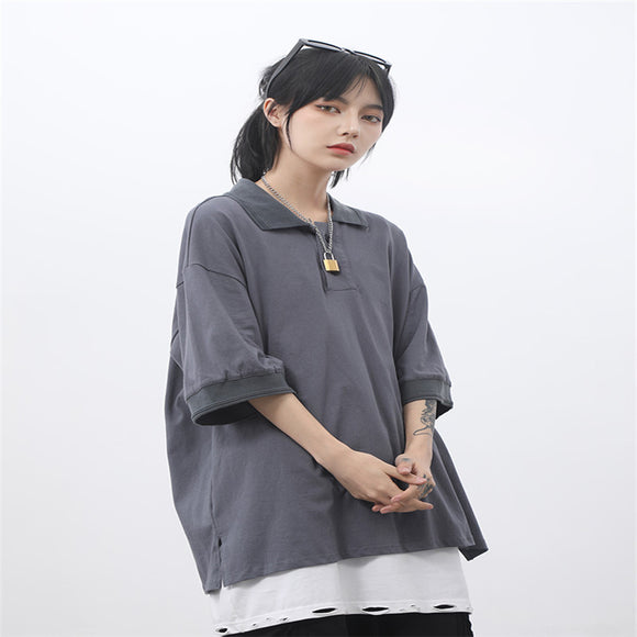 Camisa Manga Corta Básica Suelta - Estilo Moderno y Versátil