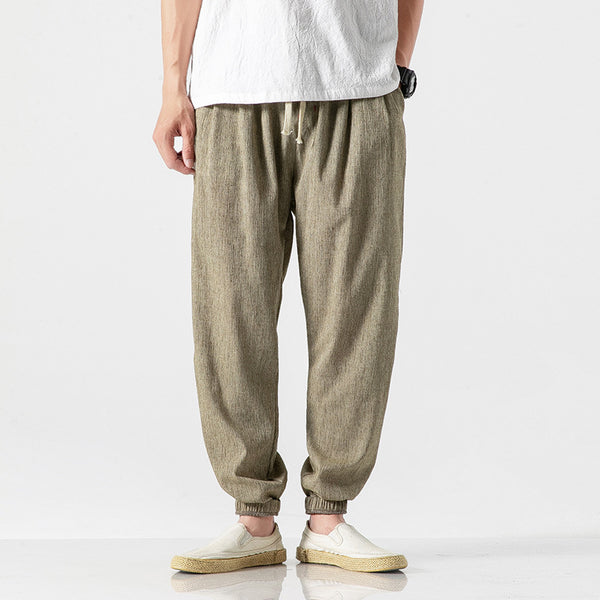 Bloomers Hombre Algodón y Lino Talla Grande Ajuste Suelto Color Liso