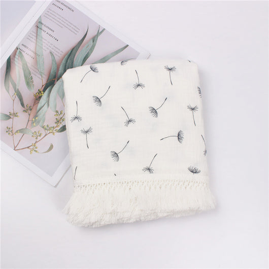 Manta de Algodón Estampada con Flecos para Bebé - Image 15