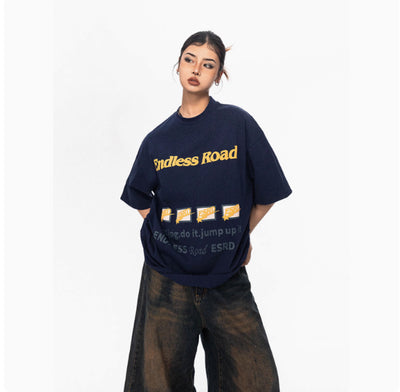 Camiseta de Algodón Estampada Estilo Americano para Mujer - Image 7