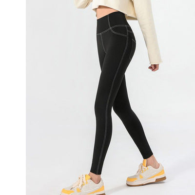 Pantalones Yoga Denim Blanco Minimalista para Mujer - Image 8