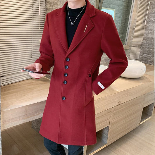 Abrigo de Lana Slim Fit Elegante en Colores Sólidos