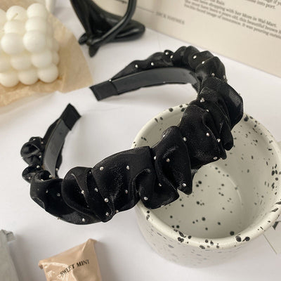 Diadema Plisada de Satén Premium Negro Ancho - Image 20