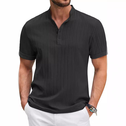 Polo Casual de Verano para Hombre - Cuello Mao, Manga Corta, Diseño a Rayas - Image 11
