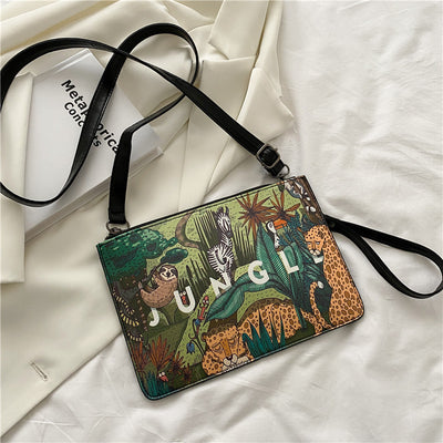 Bolso Clutch Envelope con Diseño Graffiti y Correa Diagonal