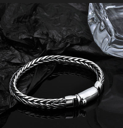Pulsera Tejida en Plata S925 Estilo Quilla para Hombre - Image 9