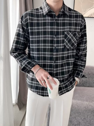 Camisa Casual Cuadros Estilo Hong Kong para Jóvenes - Image 54