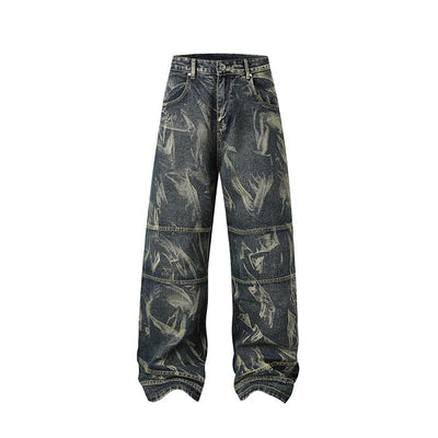 Jeans Rectos Hip Hop con Costuras Destacadas y Desgaste Artesanal - Image 18