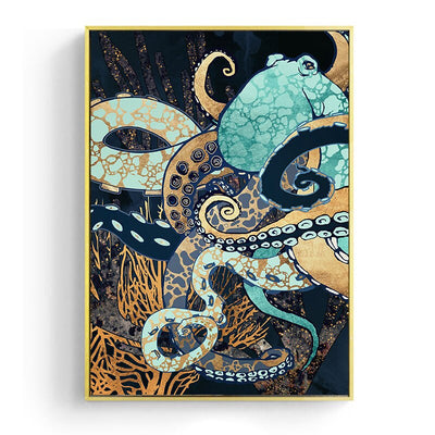 Cuadro Decorativo Abstracto Vida Marina - Pulpo y Medusa - Image 3