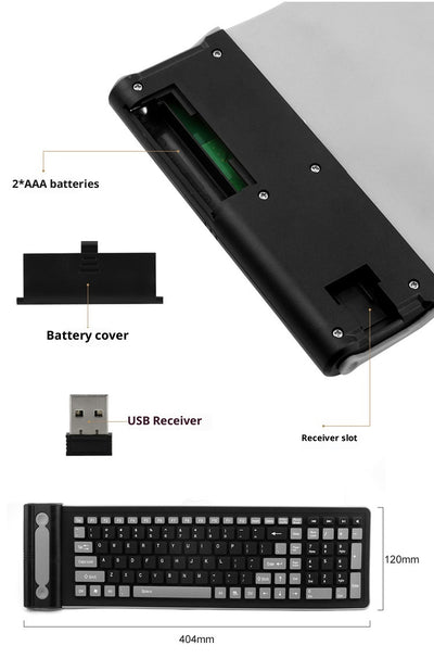 Teclado Inalámbrico Plegable Silicona Resistente al Agua 24g - Image 8