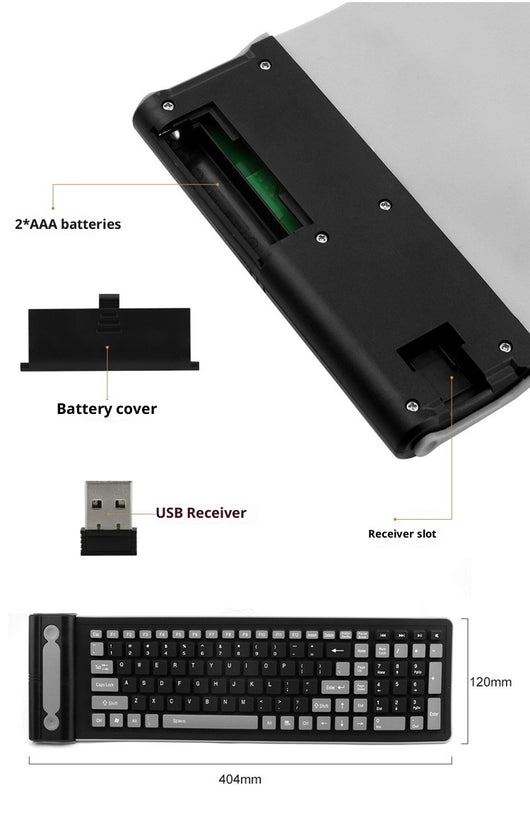 Teclado Inalámbrico Plegable Silicona Resistente al Agua 24g - Image 8