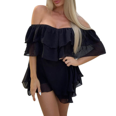 Vestido Strapless con Volantes en Escote Asimétrico - Image 14