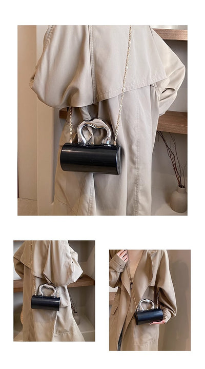 Bolsa Cilíndrica de Acrílico Transparente con Correa Cruzada - Image 25