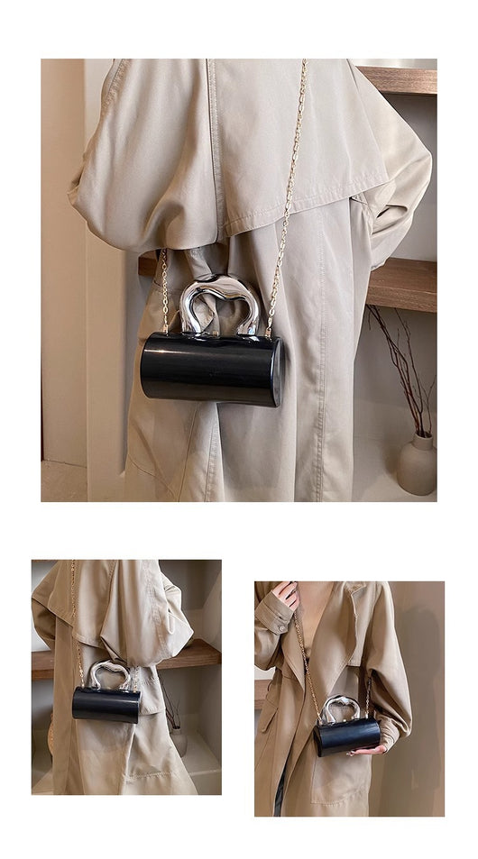 Bolsa Cilíndrica de Acrílico Transparente con Correa Cruzada - Image 25