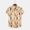 Camisa Casual de Manga Corta con Estampado Étnico para Hombre