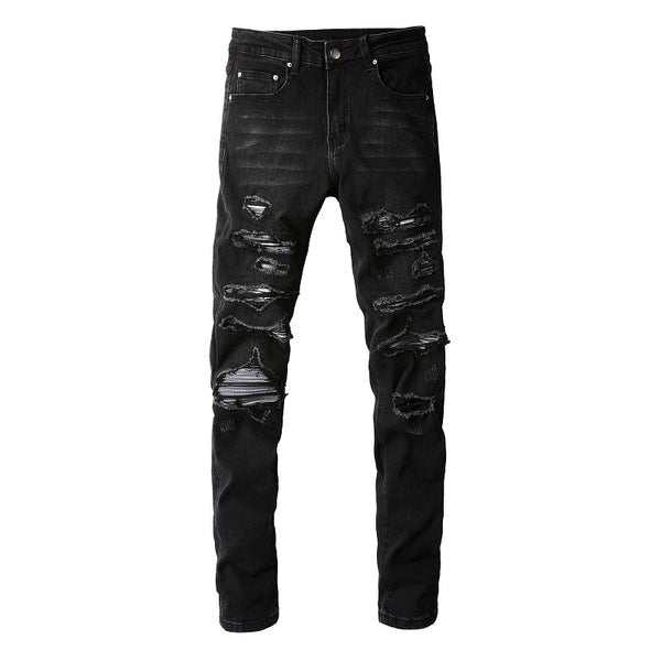 Jeans Slim Fit Elásticos Grises y Blancos para Hombre