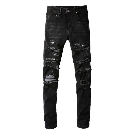 Jeans Slim Fit Elásticos Grises y Blancos para Hombre - Image 2