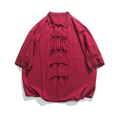 Camisa Hanfu de Algodón y Lino para Hombre - Estilo Tang Clásico Verano - Image 6