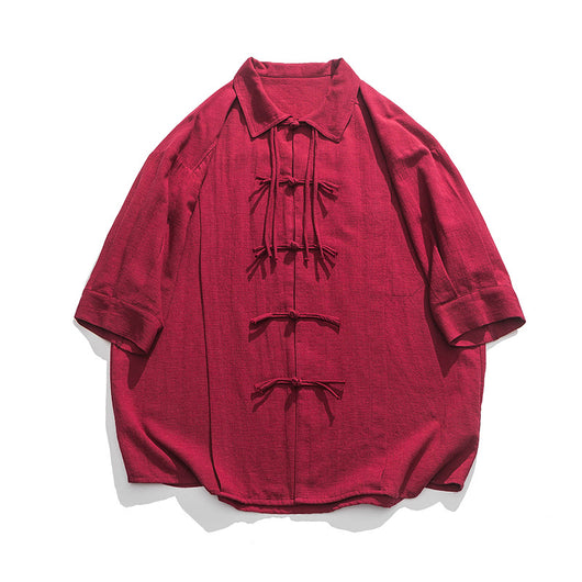 Camisa Hanfu de Algodón y Lino para Hombre - Estilo Tang Clásico Verano - Image 6