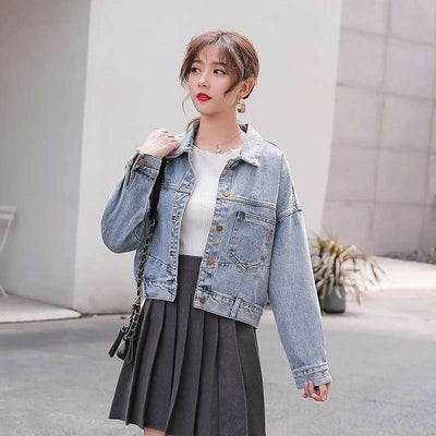 Chaqueta Denim Suelta Corta para Mujer - Estilo Casual - Image 9