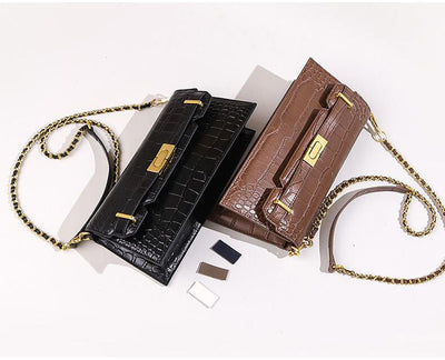 Bolso Bandolera de Cuero Genuino con Cadena - Diseño Minimalista - Image 5