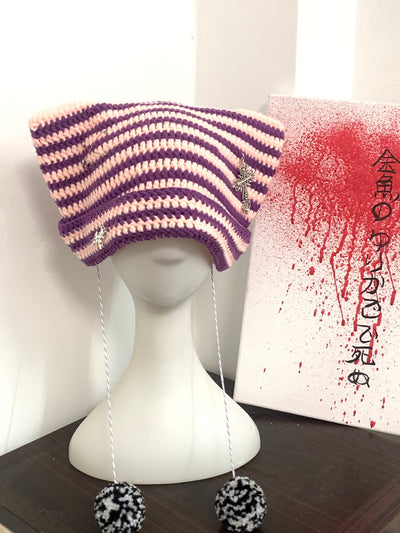 Gorro Tejido a Mano con Orejas de Gato para Otoño e Invierno - Image 4