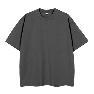 Moss green short-sleeve cotton t-shirt with a crew neck and a relaxed, oversized fit. - Image 12