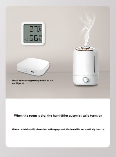 White mini Bluetooth temperature and humidity sensor with LCD display showing 27.9°C and 56% humidity. - Image 10