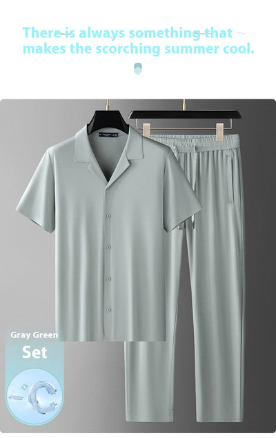 Conjunto Casual de Seda de Hielo para Hombre - Image 11