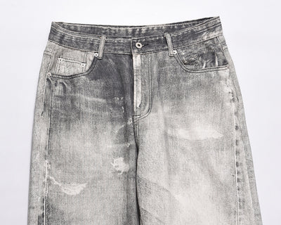 Jeans Ajustados Daddy con Desgarre y Efecto Gato Gris Claro - Image 11