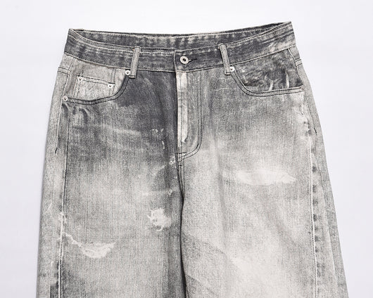 Jeans Ajustados Daddy con Desgarre y Efecto Gato Gris Claro - Image 11